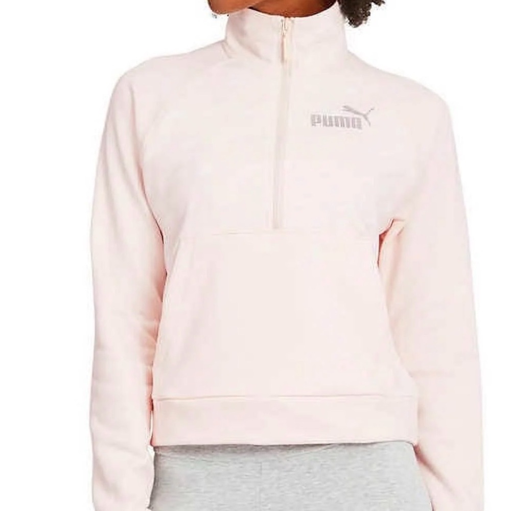 Puma Women's Soft Pink Quarter-Zip Sweatshirt